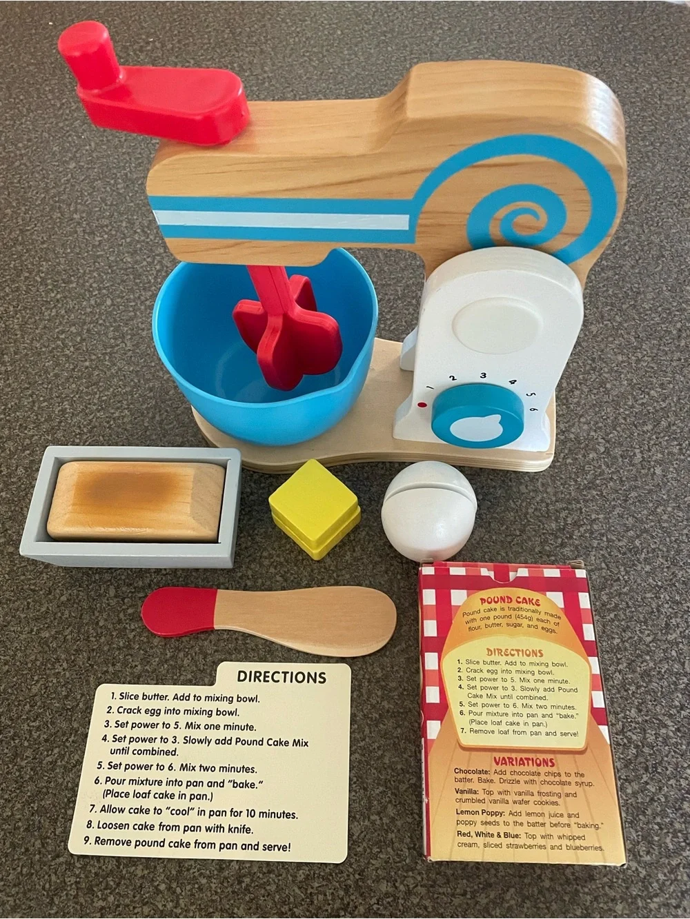 Melissa & Doug Make a Cake Wooden 11pc Mixer Set Complete EUC